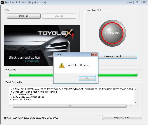 TOYOLEX 4 SOFTWARE FOR IMMO OFF TOYOTA LEXUES